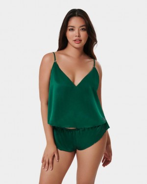 Bluebella Faye Luxury Satin Cami and Short Sets Green | USAFM3458