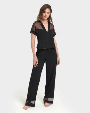 Bluebella Richmond Long Pajama Sets Black | USAOR3436