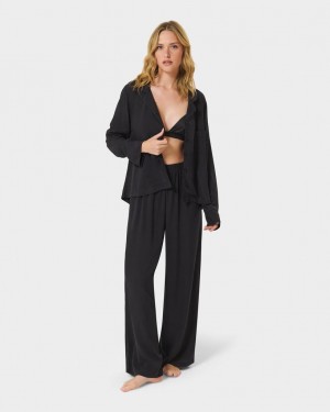 Bluebella Tarcon Eco Viscose Long Pajama Sets Black | USAAP3434