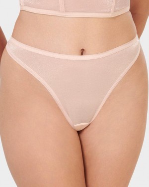 Bluebella Thena High-Waist Thong Frosted Caramel Lingerie Beige | USAPQ3286