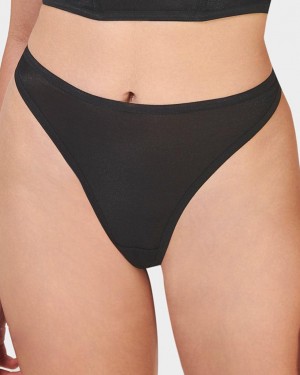 Bluebella Thena High-Waist Thong Lingerie Black | USATV3291