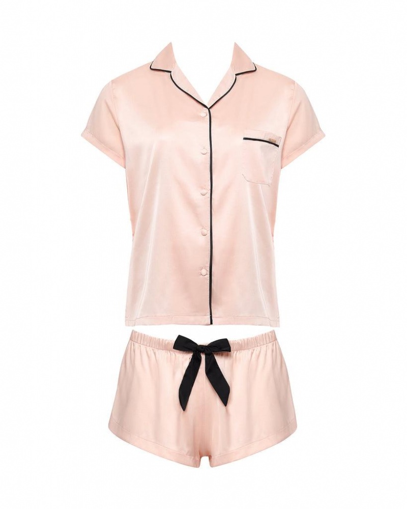 Bluebella Abigail Shirt and Short Sets Beige | USAPQ3428