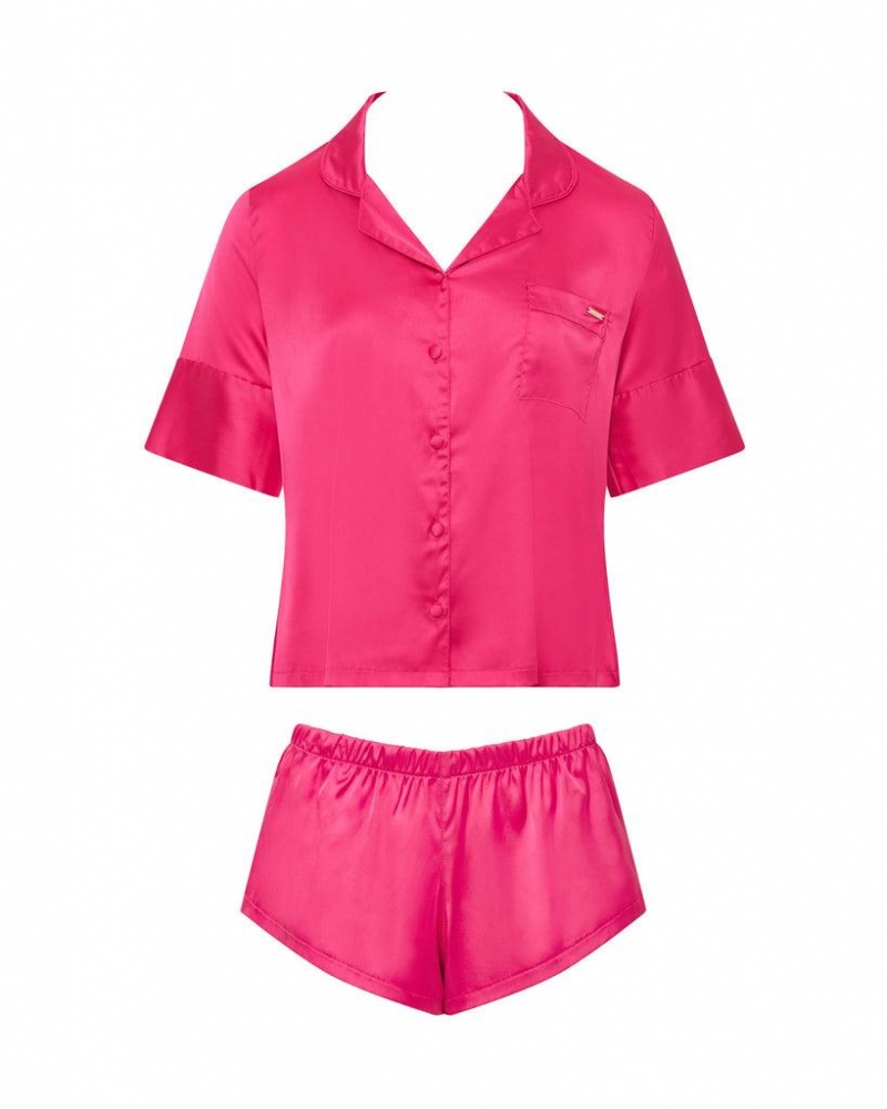 Bluebella Alma Luxury Satin Short Pajama Sets Fuchsia Pink | USALH3452