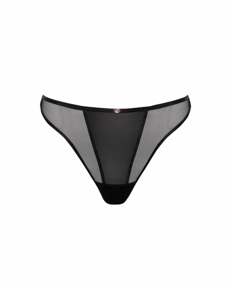 Bluebella Alya Eco High-Waist Thong Panties Black | USANB3155