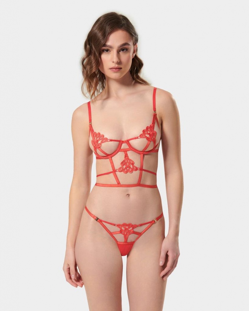 Bluebella Aria Thong Cayenne Lingerie Red | USAVD3228