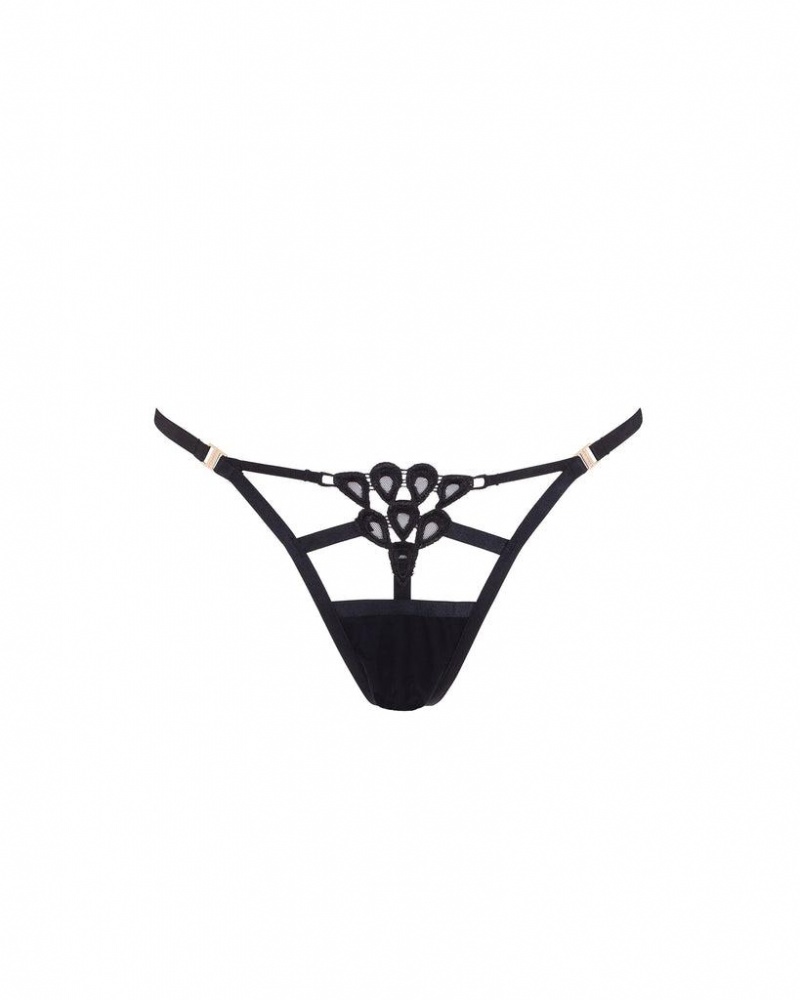 Bluebella Aria Thong Lingerie Black | USAGL3334