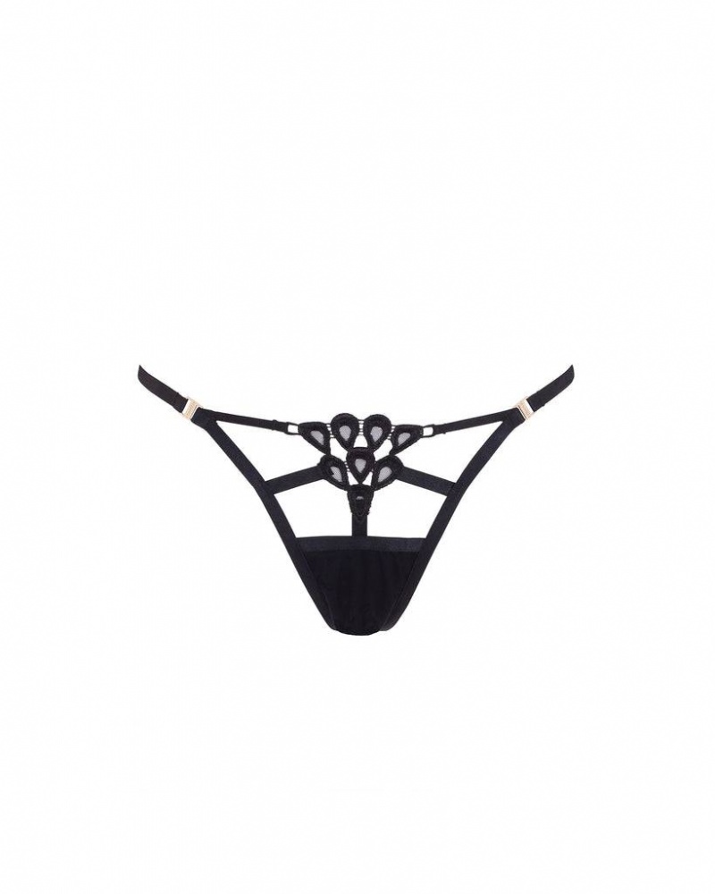 Bluebella Aria Thong Panties Black | USADN3123