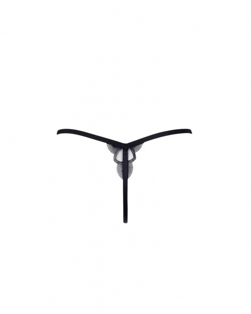 Bluebella Athena Thong Lingerie Black | USAMA3225