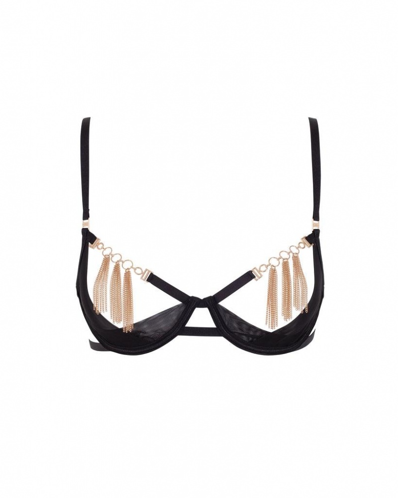 Bluebella Aurora Open Bras Black / Gold | USAIS3101