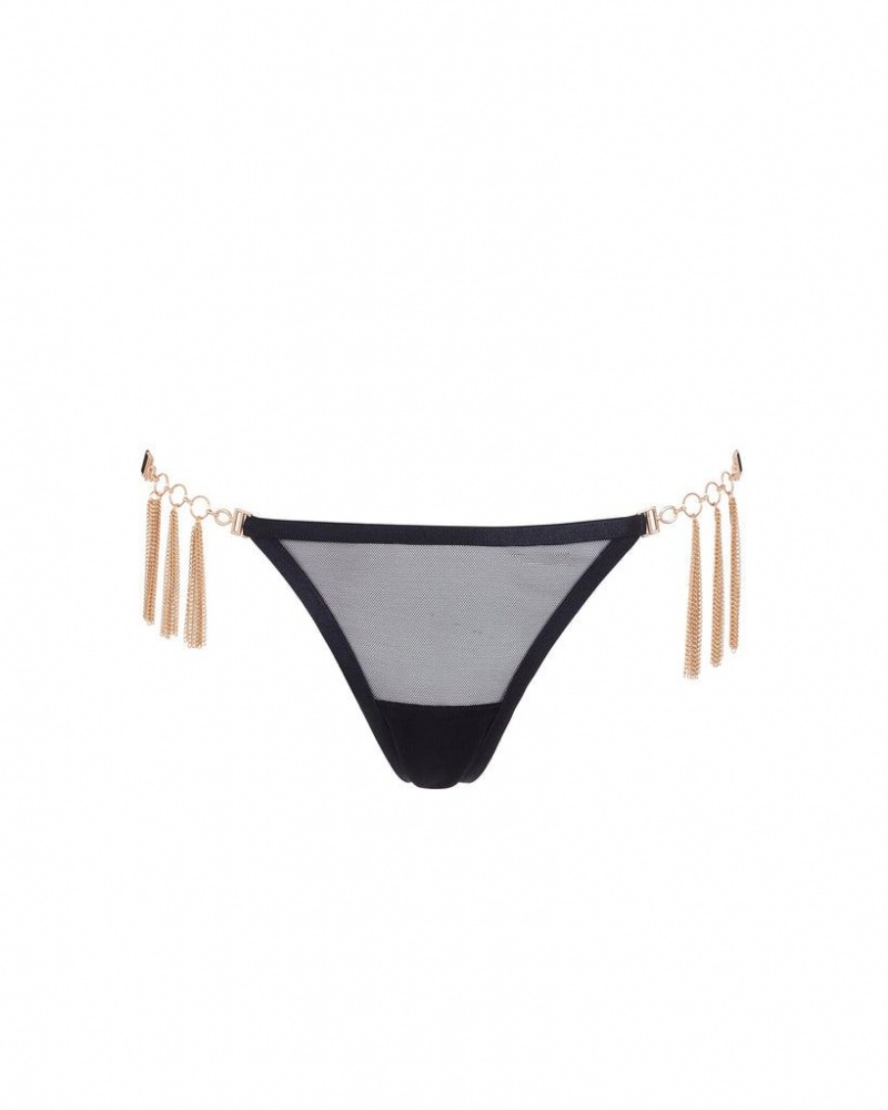 Bluebella Aurora Thong Lingerie Black / Gold | USAXF3230