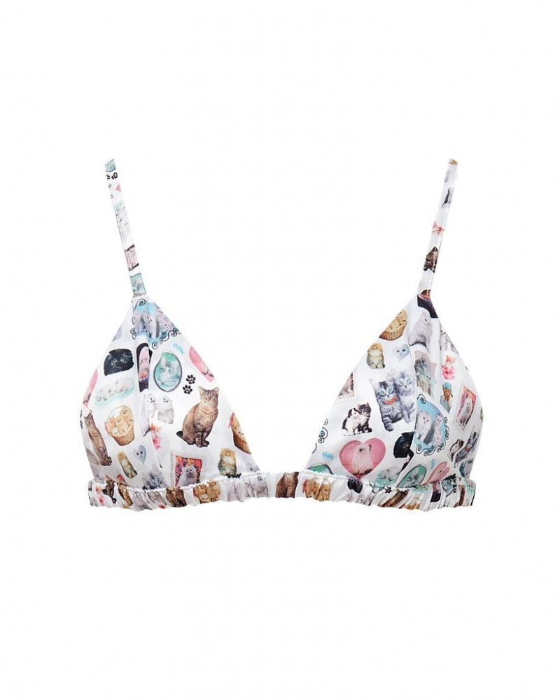 Bluebella BB x Ashley Williams Kitten Print Luxury Satin Soft Bras Multicolor | USAHK3093