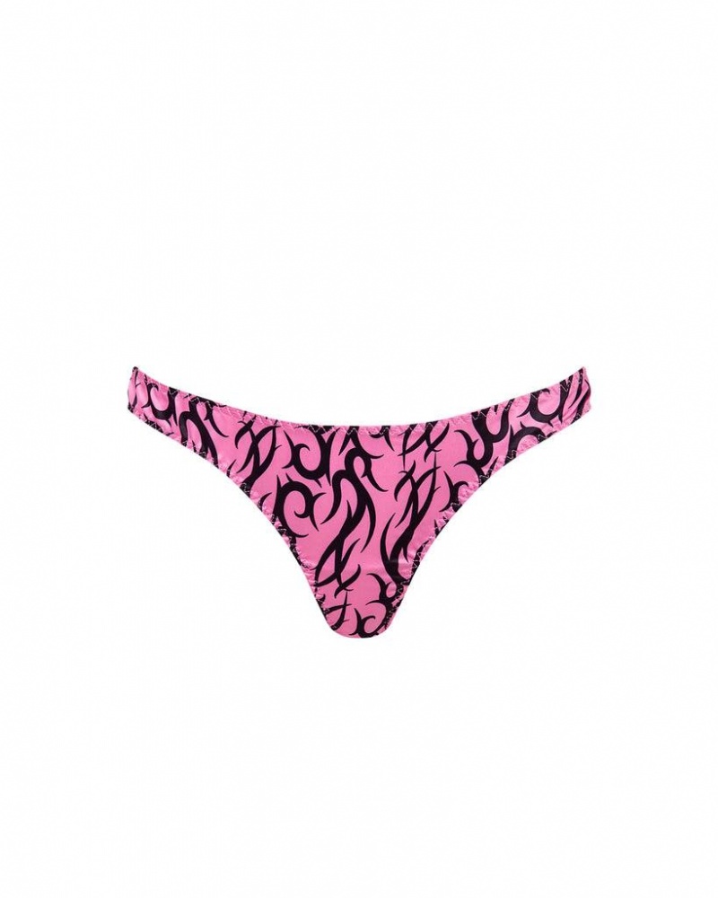 Bluebella BB x Ashley Williams Tattoo Print Luxury Satin Panty Panties Pink / Black | USAAP3169