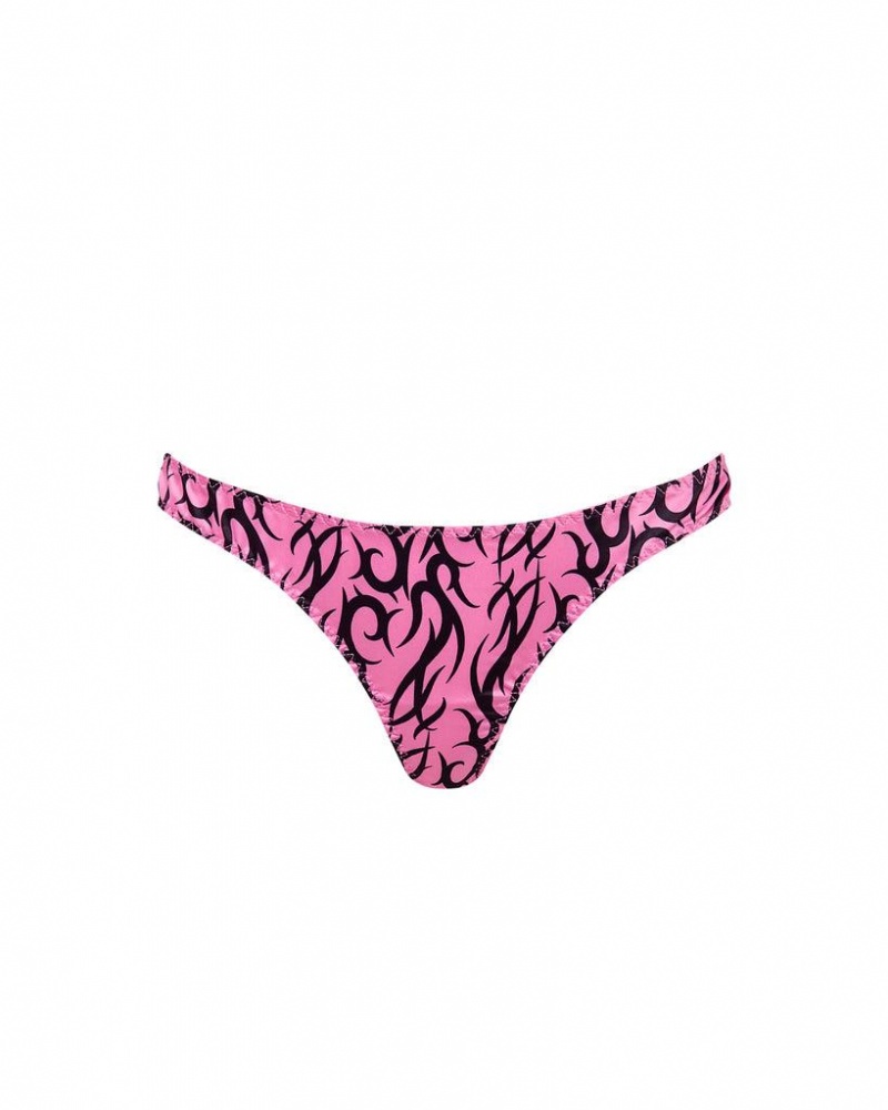 Bluebella BB x Ashley Williams Tattoo Print Luxury Satin Panty Lingerie Pink / Black | USASO3284