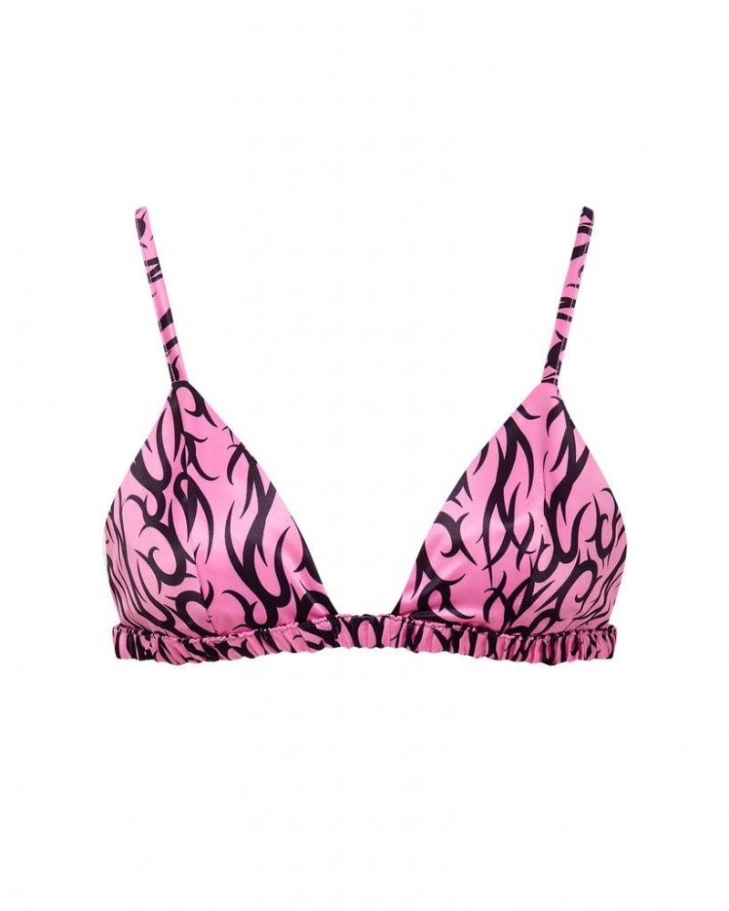 Bluebella BB x Ashley Williams Tattoo Print Luxury Satin Soft Bras Pink | USAMA3065