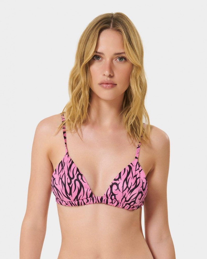 Bluebella BB x Ashley Williams Tattoo Print Luxury Satin Soft Bras Pink | USAMA3065