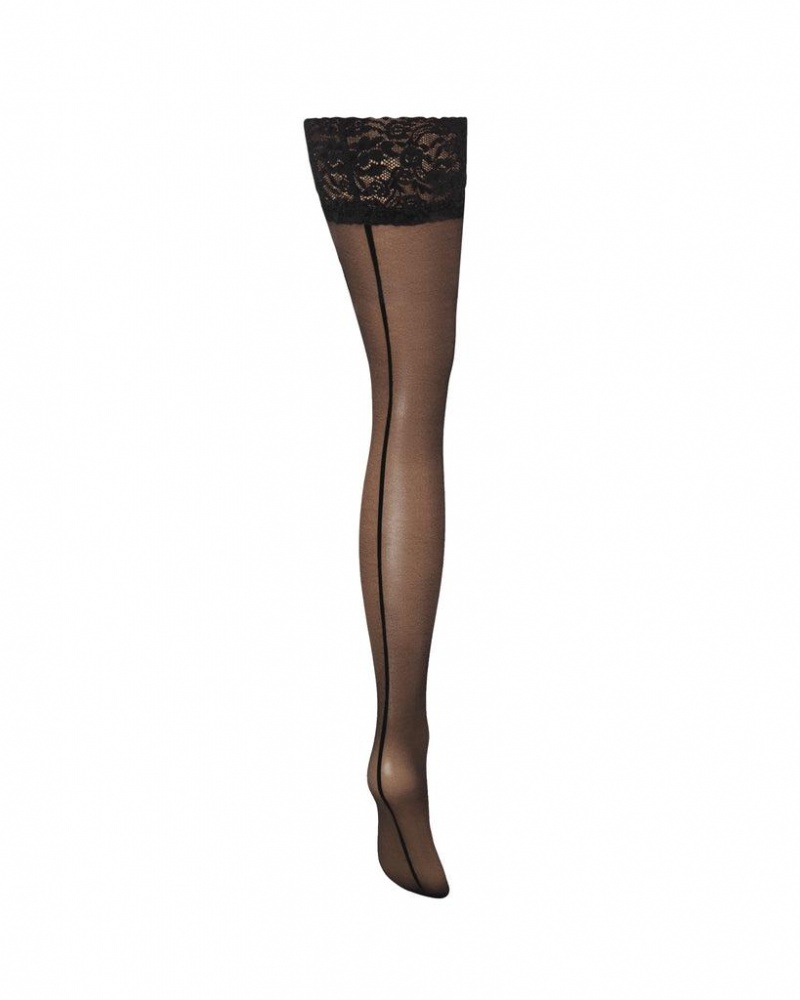 Bluebella Back Seam Leg/Lace Top Stockings Black | USAOR3488