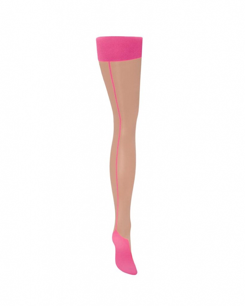 Bluebella Back Seam Leg/Plain Top Stockings Pink | USAPQ3480