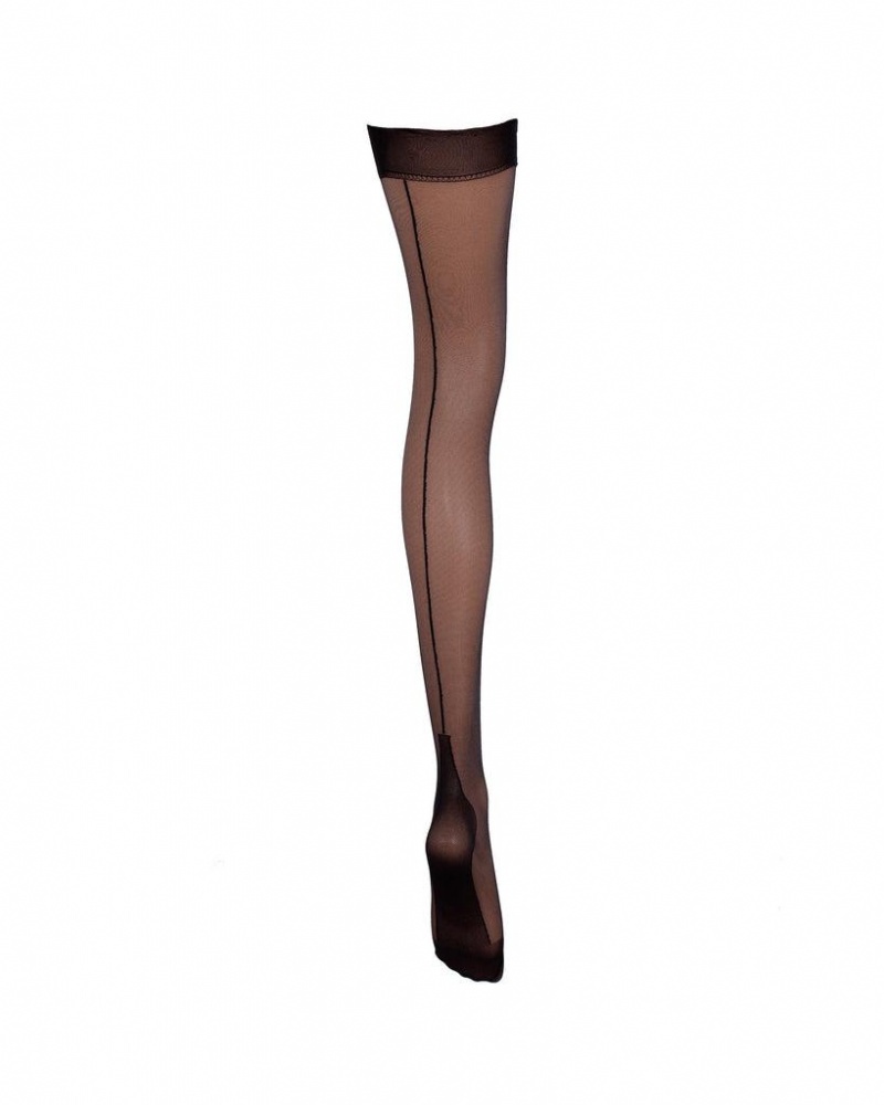 Bluebella Back Seam Leg/Plain Top Stockings Black | USAFM3483