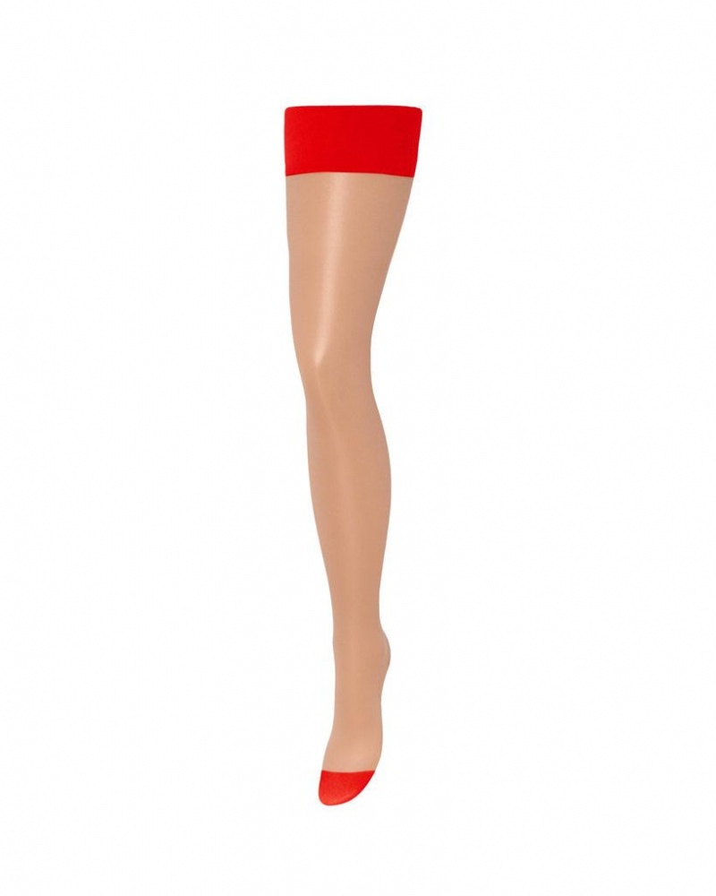 Bluebella Back Seam Leg/Plain Top Stockings Red | USAWY3495