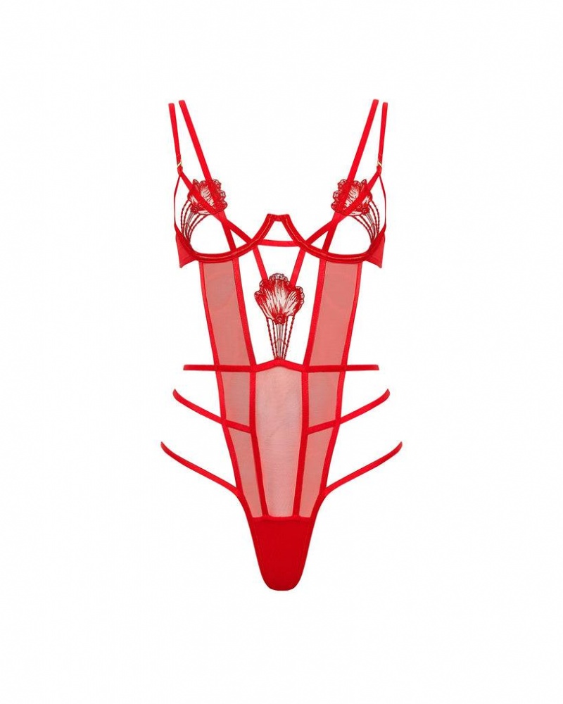 Bluebella Brigitte Wired Bodysuit Red | USAQZ3206