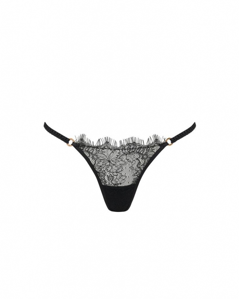 Bluebella Camelia Thong Lingerie Black | USAGL3307