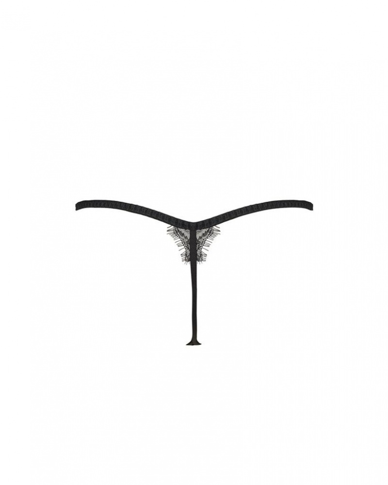 Bluebella Camelia Thong Lingerie Black | USAGL3307