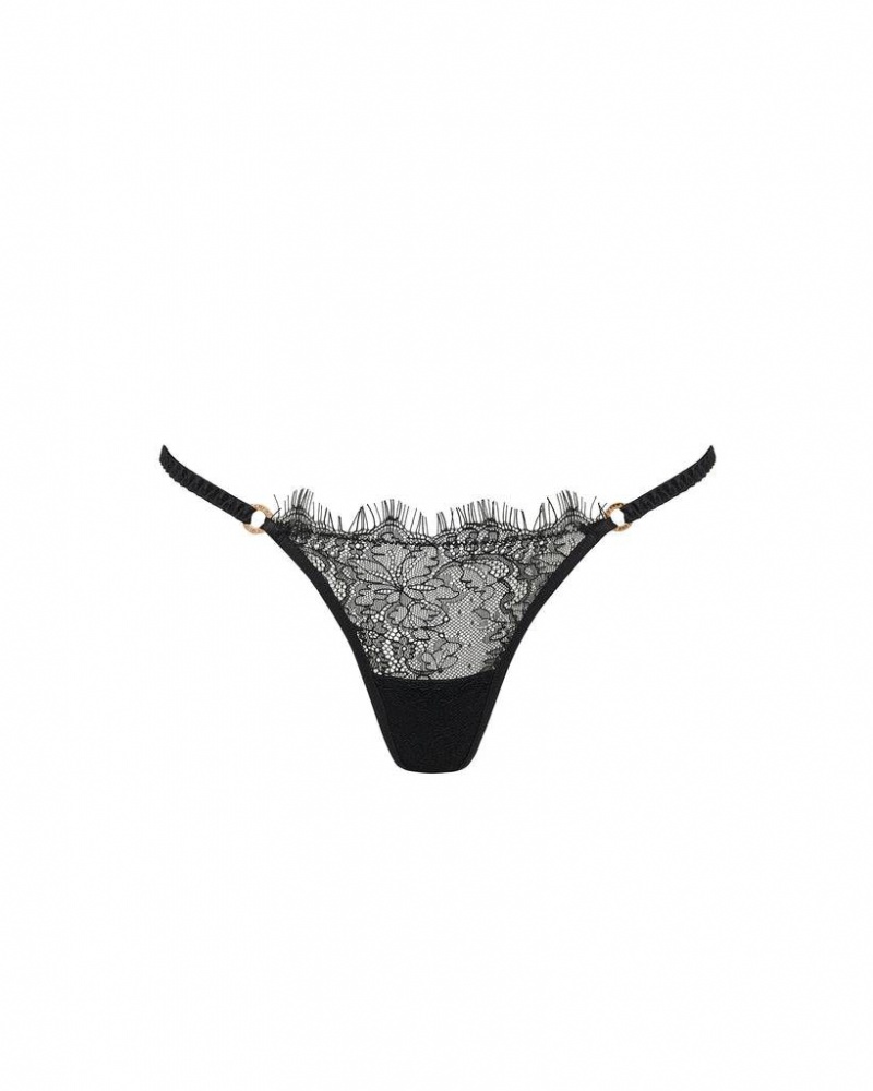 Bluebella Camelia Thong Panties Black | USACE3184