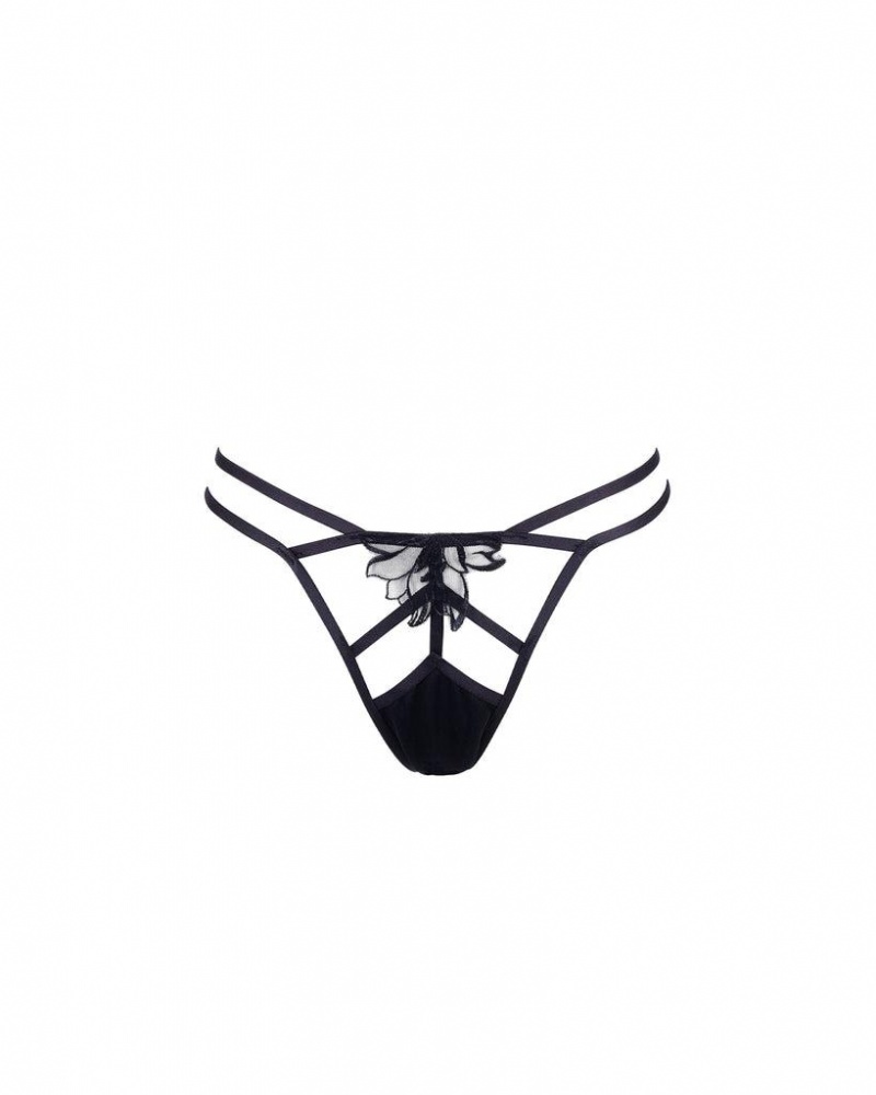 Bluebella Carla Thong Lingerie Black | USAMA3278