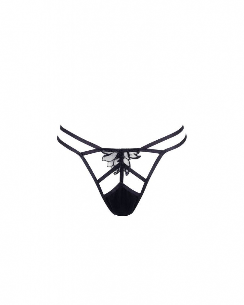 Bluebella Carla Thong Panties Black | USAJJ3021