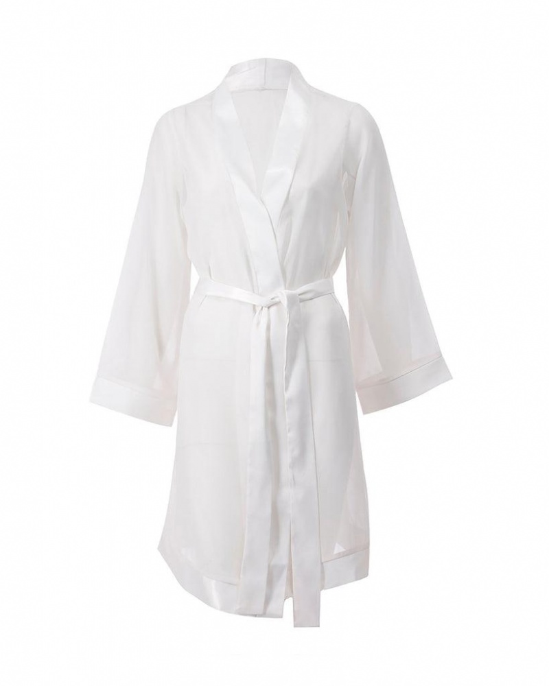 Bluebella Chiffon Kimono Nightwear White | USAAP3427