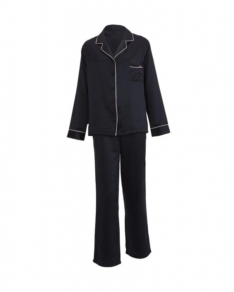 Bluebella Claudia Shirt and Trouser Nightwear Black | USAUT3438