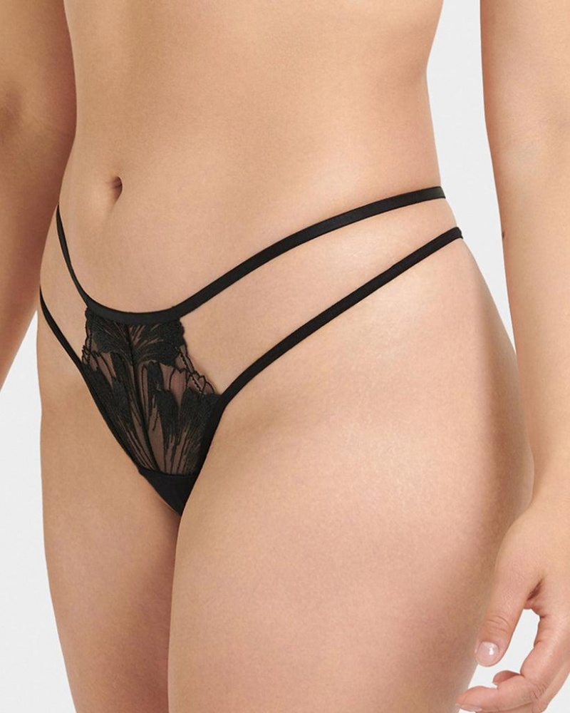 Bluebella Colette Thong Lingerie Black | USARW3221