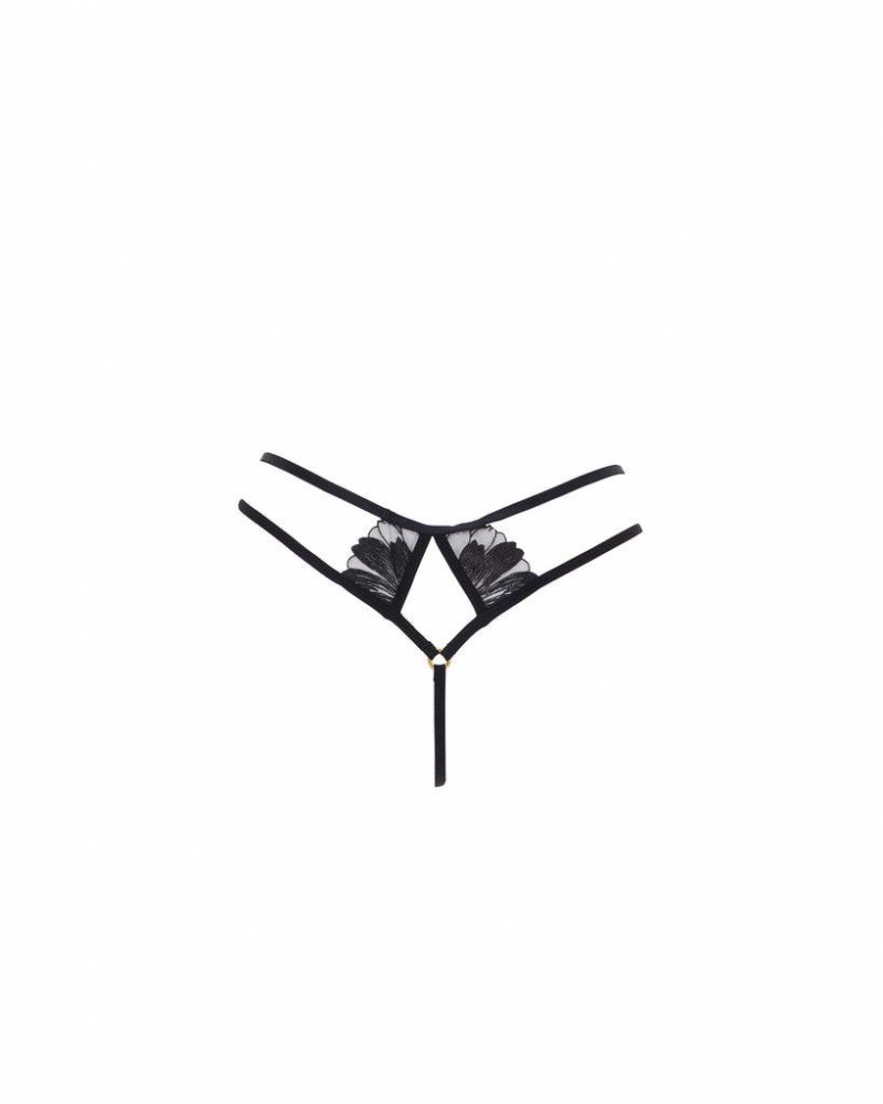 Bluebella Colette Thong Panties Black | USASO3124