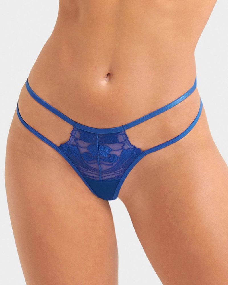 Bluebella Colette Thong Surf the Web Lingerie Blue | USAQZ3224