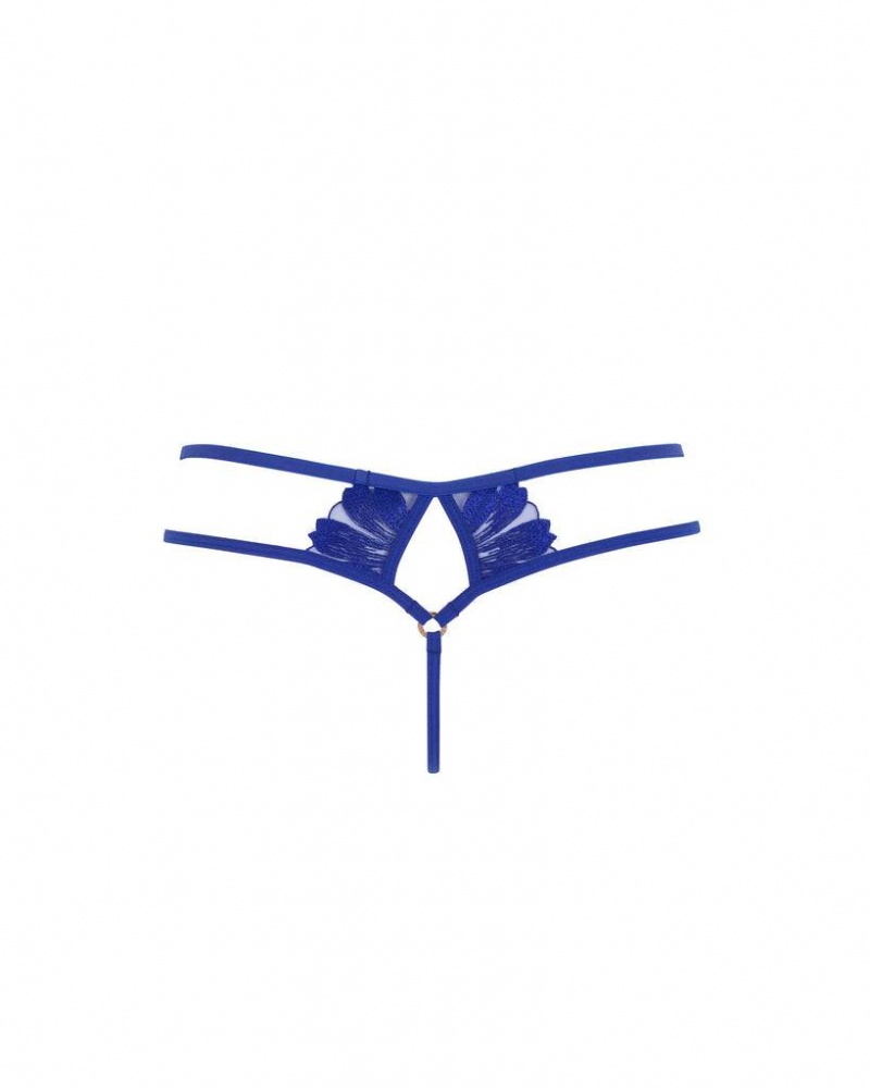 Bluebella Colette Thong Surf the Web Panties Blue | USAHK3120