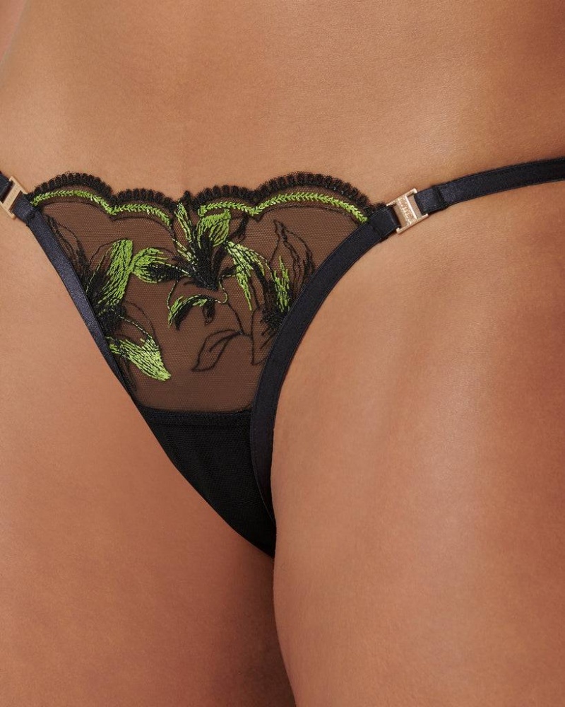 Bluebella Coppelia Eco Thong Panties Black | USAFM3166