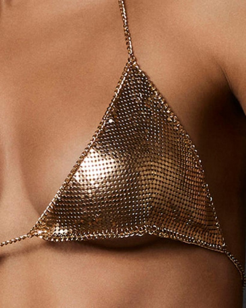 Bluebella Cyla Chainmail Soft Bras Gold | USAUT3076