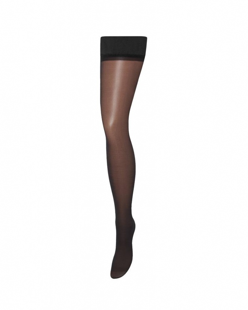 Bluebella Diamante Back Seam Leg/Plain Top Stockings Black | USADN3484