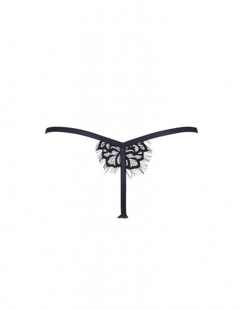 Bluebella Eleanora Thong Panties Black | USAAP3125