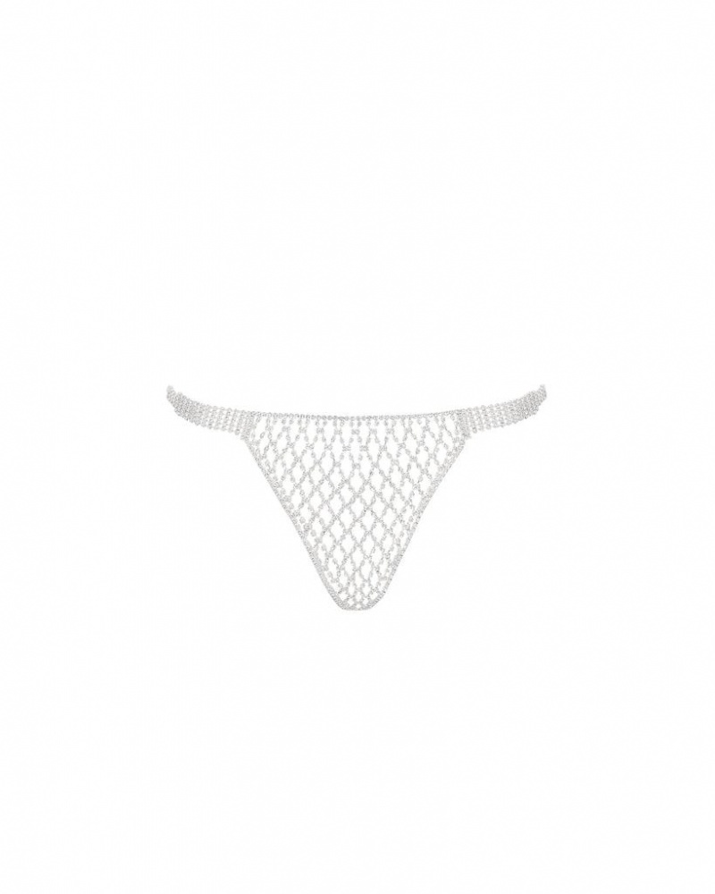 Bluebella Elsa Diamond Lattice Thong Lingerie Silver | USAXF3301