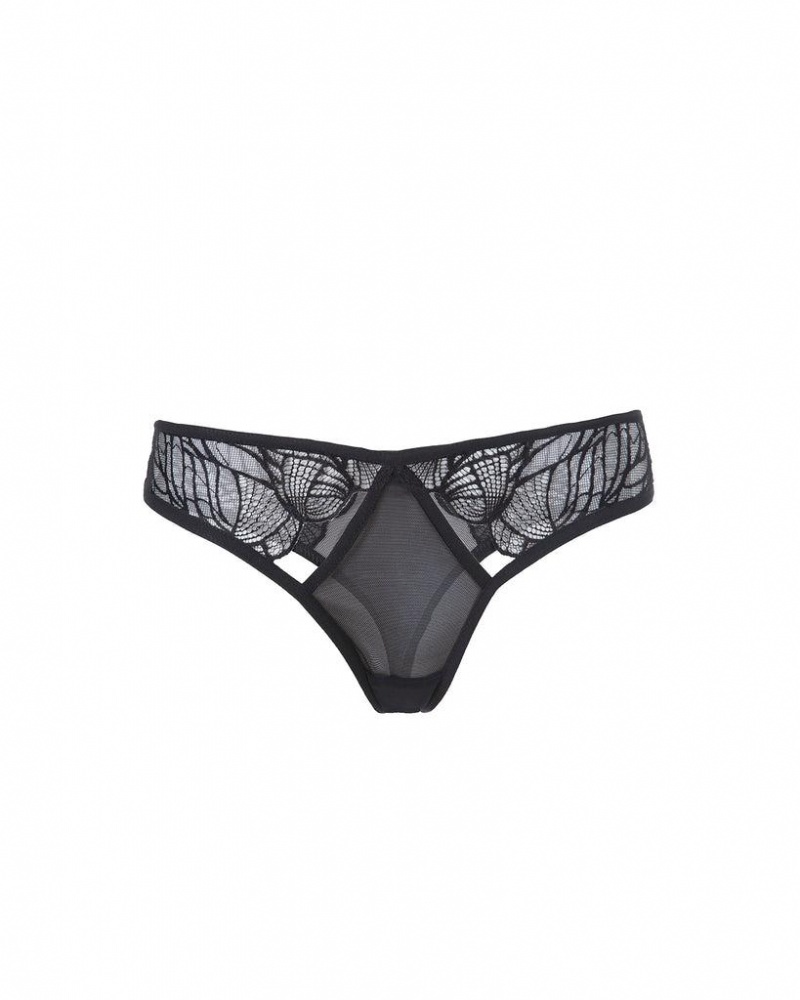 Bluebella Emerson Thong Lingerie Black | USALH3329