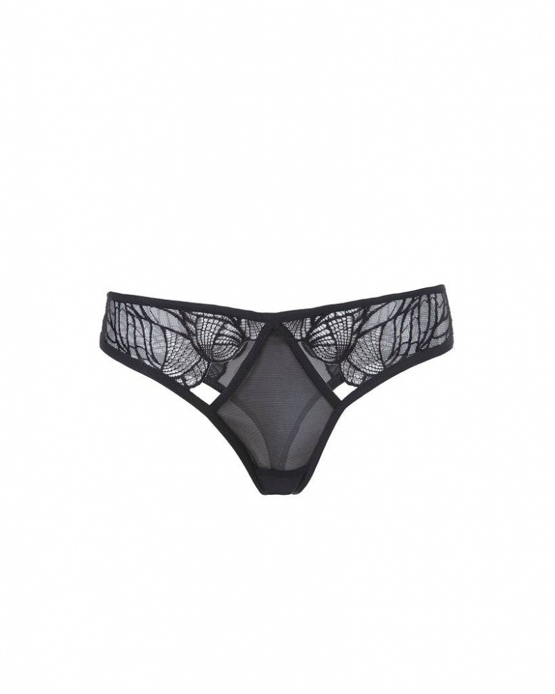 Bluebella Emerson Thong Panties Black | USALH3019