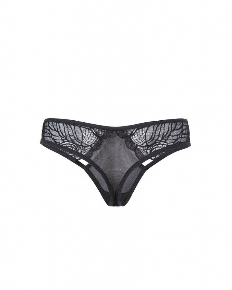 Bluebella Emerson Thong Panties Black | USALH3019