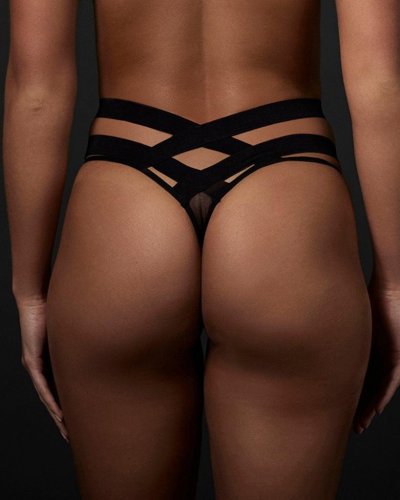 Bluebella Emilia Thong Lingerie Black | USAQZ3277