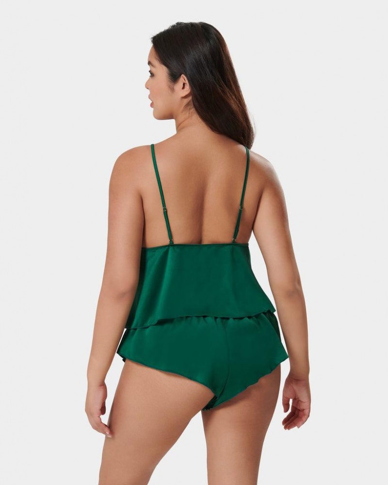 Bluebella Faye Luxury Satin Cami and Short Sets Green | USAFM3458