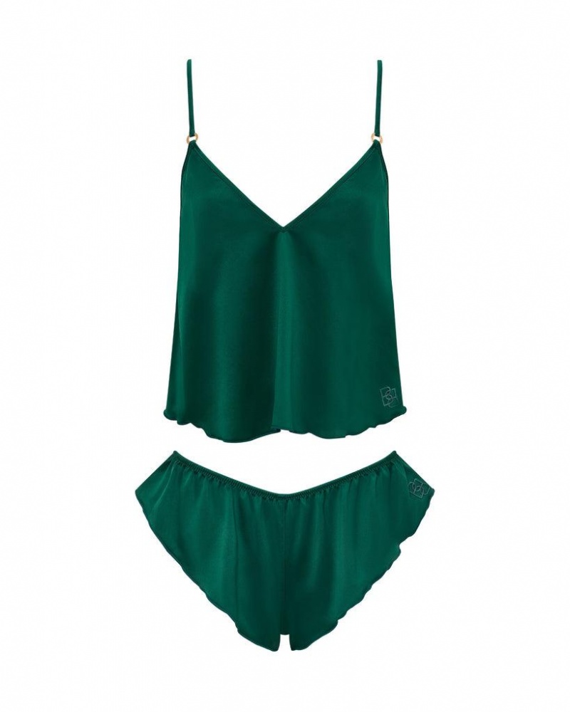 Bluebella Faye Luxury Satin Cami and Short Sets Green | USAFM3458