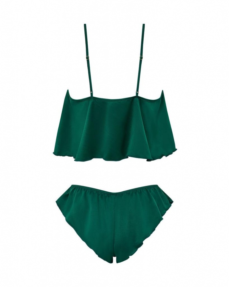 Bluebella Faye Luxury Satin Cami and Short Sets Green | USAFM3458