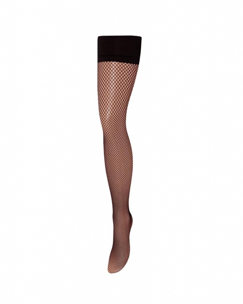 Bluebella Fishnet Leg/Plain Top Stockings Black | USAHK3481