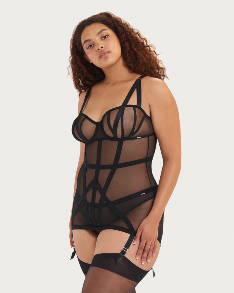 Bluebella Karolina Basque 3 Sets Black | USAEX3364