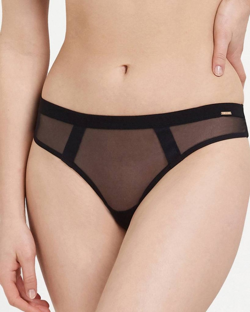 Bluebella Karolina Thong Panties Black | USANB3137